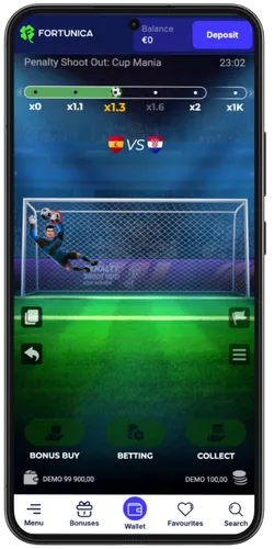 Penalty Shoot Out Cup Mania goalkeeper save attempt
