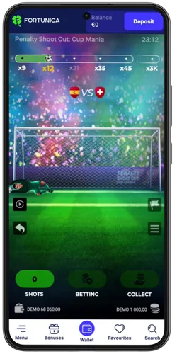 Penalty Shoot Out Cup Mania goalkeeper miss celebration